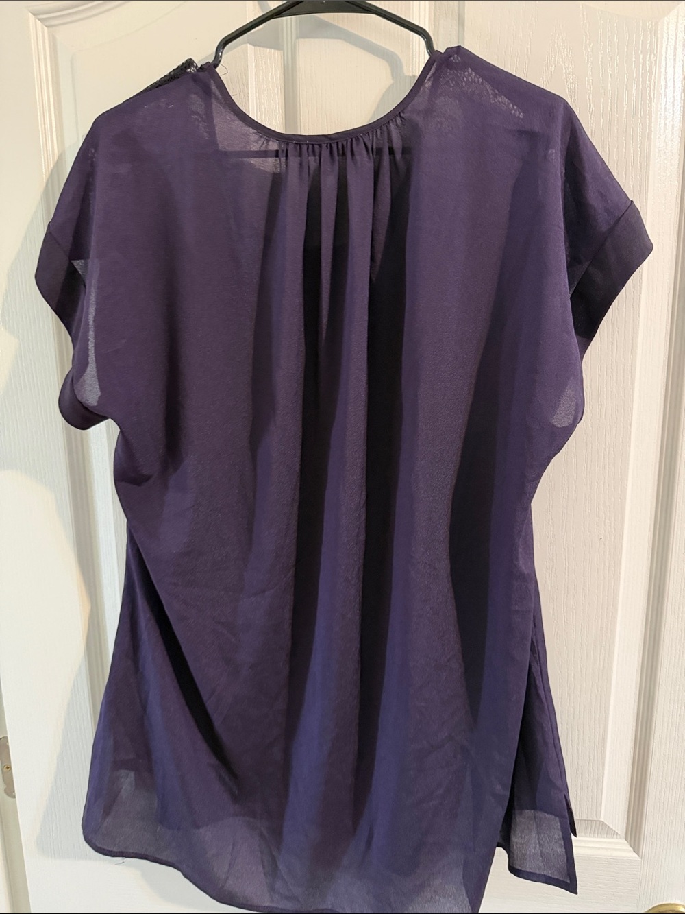 Daniel Rainn Deep Purple Lace-Yoke Short Sleeve Blouse NWT 1X - Picture 4 of 4